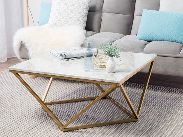 Roscoe Coffee Table Marble Effect - Golden Frame