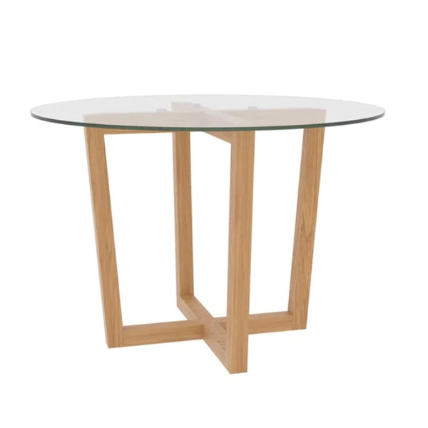 Frizer Oak Dining Table Glass Top