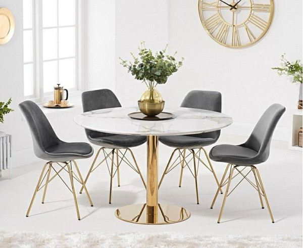 Tulip Style table with gold-toned pedestal  Base 120cm