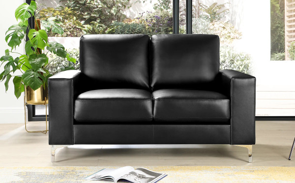 Brittany Two seater Sofa Black Leather