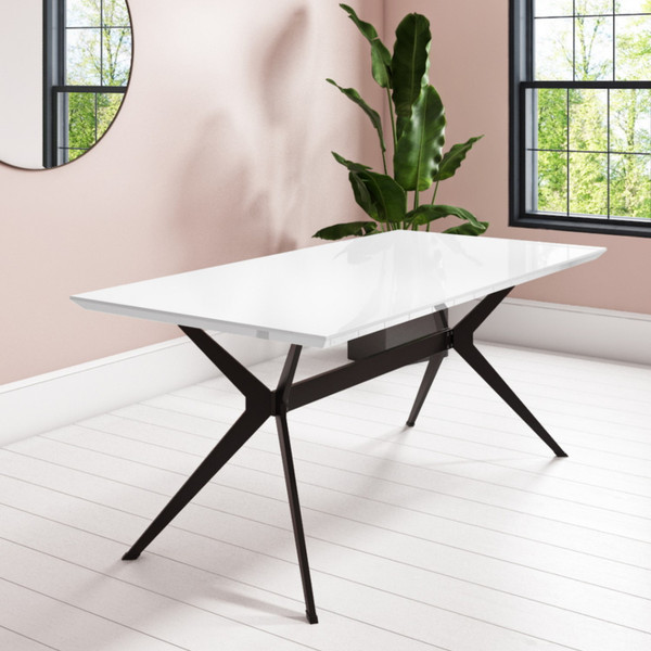 Monroe Snow White Dining Table With Black Legs