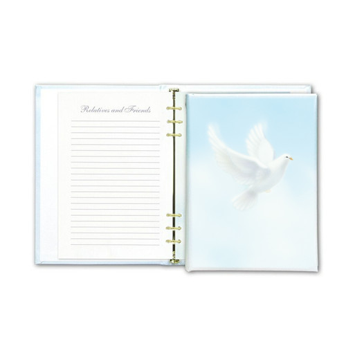 Peaceful Dove Memorial Guest Register Book with Funeral Stationery Interior RB155 6DVE