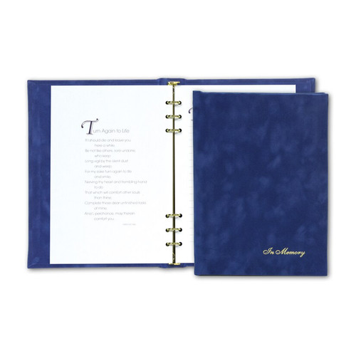 Royal Blue Suede In Memory Memorial Guest Register Book with Funeral Stationery Interior RB506 6GL
