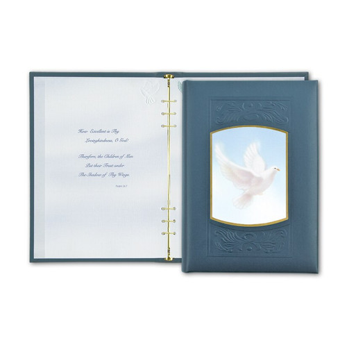 Peaceful Dove Large Leather Memorial Guest Register Book with Funeral Stationery Interior RB355 6R