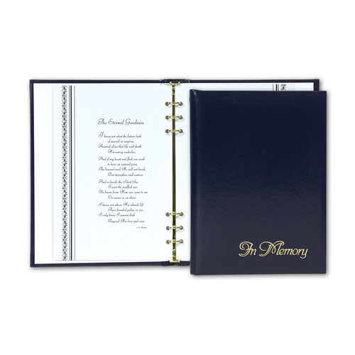 Blue In Memory Memorial Guest Register Book with Funeral Stationery Interior RB442B 6MB
