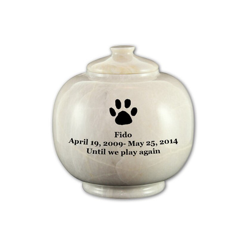 white pet urn