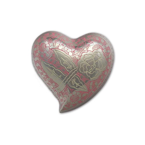 Memorial Rosebud Heart Shaped Token Keepsake Cremation Urn for Ashes URN-1598H
