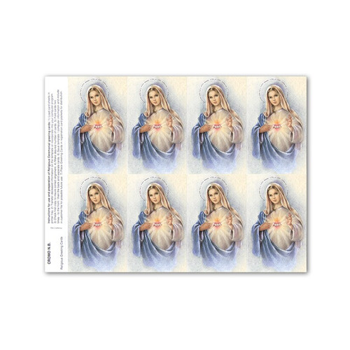 Sacred Heart of Mary in Blue Funeral Stationery Memorial Prayer Cards 8IHM3
