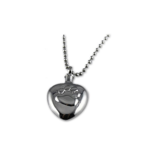 Heart with Paw Print Cremation Jewelry Necklace Pendant IUPP100