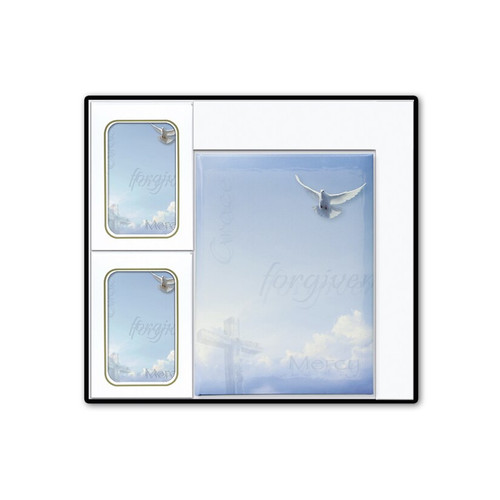 Heavenly Dove Memorial Box Set includes Guest Register Book with Funeral Stationery Interior and Acknowledgements with Service Records Box-905