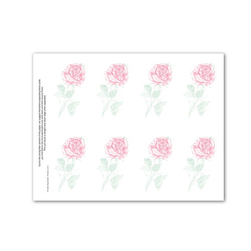 Full Bloom Pink Rose Floral Funeral Stationery Memorial Prayer Card PC-235