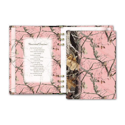 Realtree Advantage Timber Pink Camo Memorial Guest Register Book with Funeral Stationery Interior RB414 6PRTC