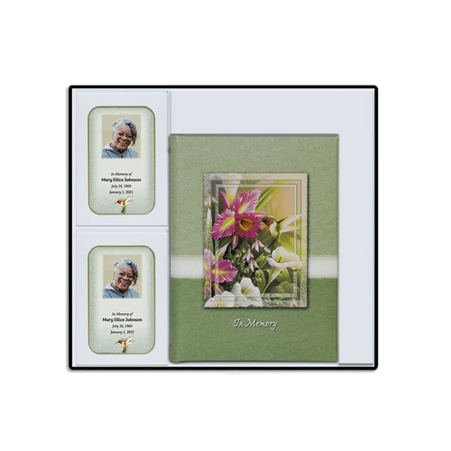 Lifetime Expressions Hummingbird Memorial Box Set includes Guest Register Book with Funeral Stationery Interior with Acknowledgements and Service Records BOX-LE313