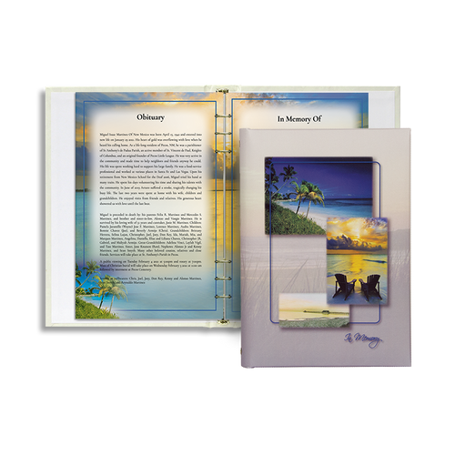 Lifetime Expressions Beach Memorial Guest Register Book with Funeral Stationery Interior RB337 LE