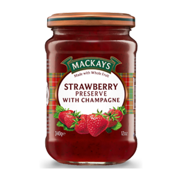 Mackays Strawberry & Champagne Preserves 6/12oz #18020