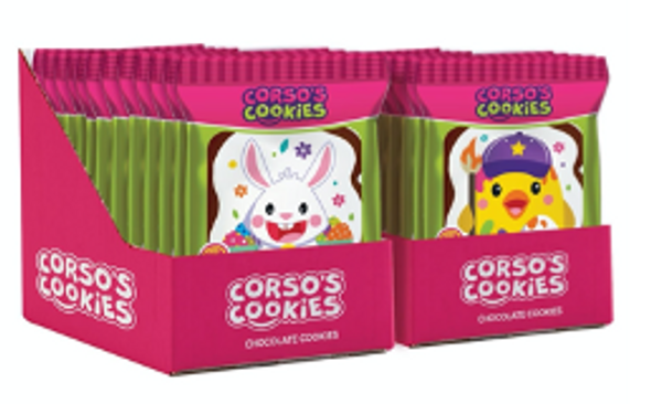 Corso 19890 Cookies Hoppy Easter Individually Wrapped Chocolate Cookies - (24 Cookies)- 4 Assorted Designs. 24/2 oz  #E30449