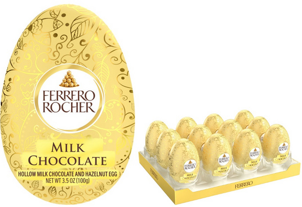 Ferrero Rocher 12445 Milk Chocolate Hollow Eggs In Tray 12/3.5 oz #E30495