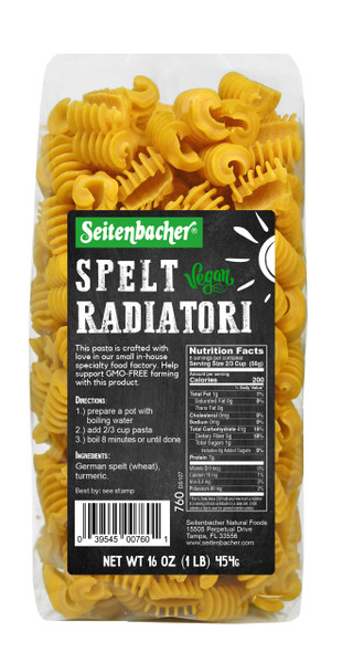 Seitenbacher Spelt Vegan Pasta Radiatori *NEW* 6/16oz #20298