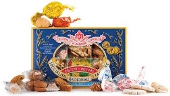 Amaretti 1834 Assorted - crunchy & soft amaretti, almond & choc  cantuccini, baci, & canestrelli in Gift Box 10/7.4oz #E30619