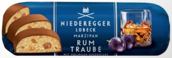 Niederegger 050230 Chocolate Covered Marzipan Loaf Rum & Grape Filled 15/4.4oz # 20325