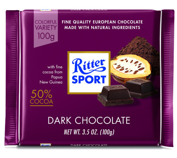 Ritter Bar Dark Chocolate 50% 12/3.5oz #12373