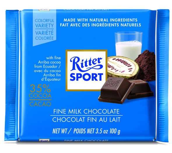 Ritter Bar Extra Fine Milk Chocolate 35% 12/3.5oz #12374