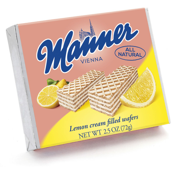 Manner Pocket Pack Lemon Cream Filled Wafers 12/2.6oz #10136 MA1446
