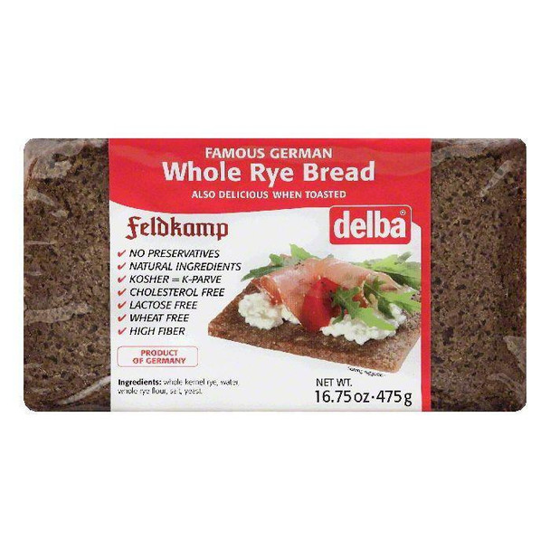 Delba Whole Rye Bread 12/16.75oz #12056