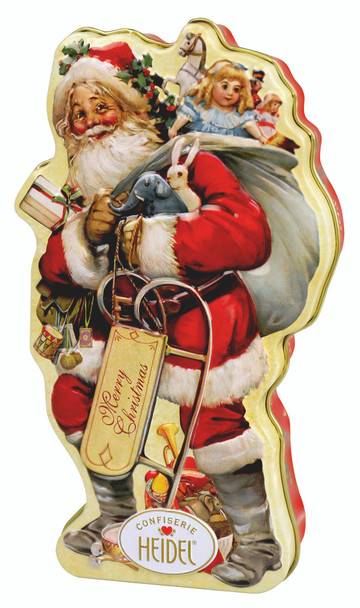 HEIDEL 40289 Nostalgic Santa Tin With Hazelnut Cream Filled Chocolates 9/3 oz#C30707