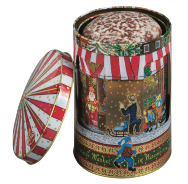 WICKLEIN 296517 Children'S Musical Round Turning Tin Red  - Let It Snow   6/7.05oz #C30651