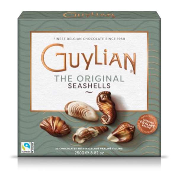 GUYLIAN GL214 Sea Shell Shapes Marbled Belgian Chocolate Pralines Window Gift Box 22 Pc 12/8.8 oz #20002
