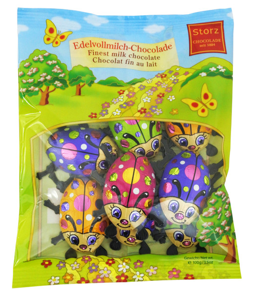 Storz 13408 Large Colorful Ladybugs Easter Bag 8 pc - Solid Milk Choc 20/ 3.5 oz  # E30532
