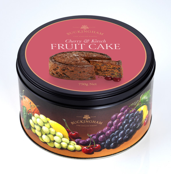 BUCKINGHAM CAKES F-02 Cherry Fruit Cake Flavored with German Kirsch Luxury Gift Tins *new* 6/26.5 oz #C31078