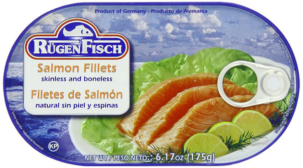 Ruegenfisch Natural Salmon Fillets In Tin  18/6.7oz #13163