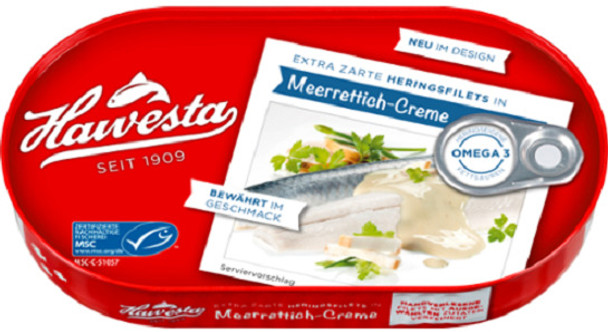 Hawesta Herring Fillets In Horseradish Creme 10/7oz #13217