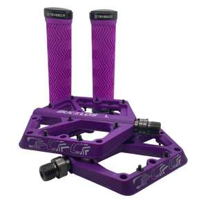 Purple Bucklos Pedals with Dual Lock-On Teyssor Grips