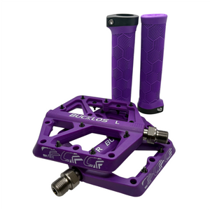 Purple Bucklos Pedals with Lock-On Supacuz Grips
