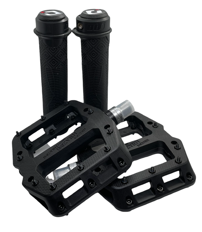 MZYRH 926 Bicycle Pedals Ultralight Nylon Plastic 3 Bearing Mountain Bike MTB BMX Pedals with Matching ODI Lock On Grips