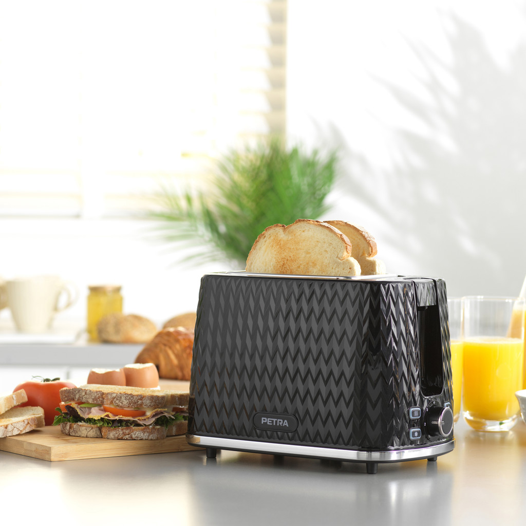 Petra 2 Scheiben Toaster – 7 Variabel Bräunungsstufen, Auftauen, Aufwärm & Abbruchfunktion, Abnehmbare Krümelschublade, 930W