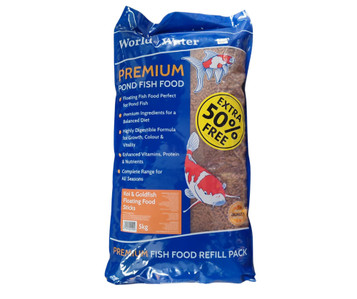 World of Water Koi & Goldfish Food Sticks 5kg + 50% Extra Free