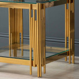 Sienna Gold Steel Tubes & Clear Glass End Table