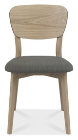 Dansk Scandi Oak Veneer Back Chair - Cold Steel Fabric (Pair)