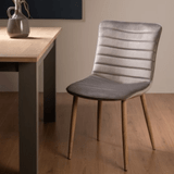 Eriksen - Grey Velvet Fabric Chairs with Oak Effect Legs (Pair)