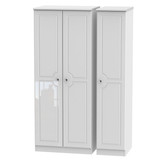 Balmoral Triple Plain Wardrobe in White Gloss & White