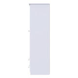 Balmoral Tall Triple 2 Drawer Mirror + Drawer Wardrobe in White Gloss & White
