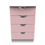 Camden 4 Drawer Midi Chest in Kobe Pink & White