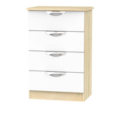 Camden 4 Drawer Midi Chest in White Gloss & Bardolino Oak