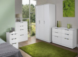 Camden 2ft6in Plain Midi Wardrobe in White Gloss & White