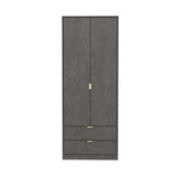 Diego Tall 2 Drawer Wardrobe in Pewter