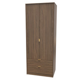 Diego Tall 2 Drawer Wardrobe in Carini Walnut